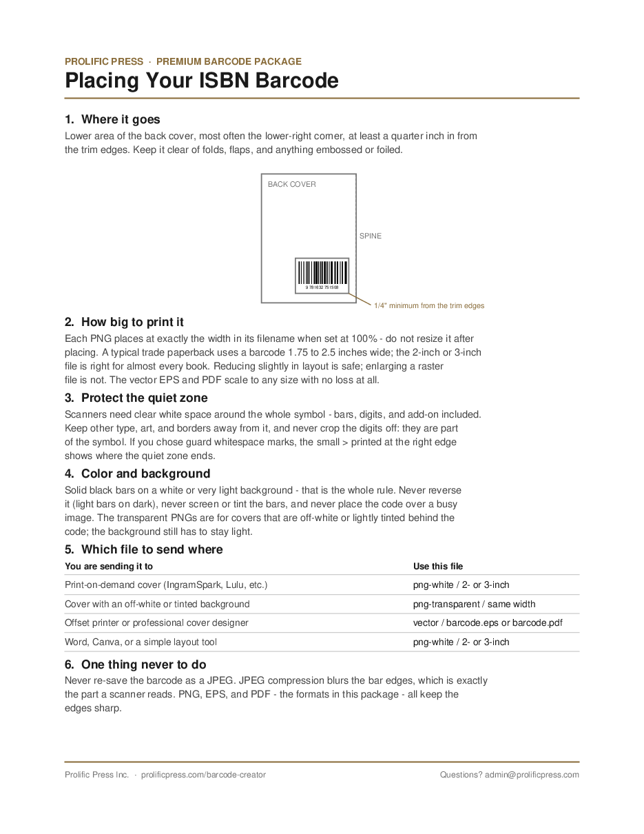 First page of the barcode placement guide